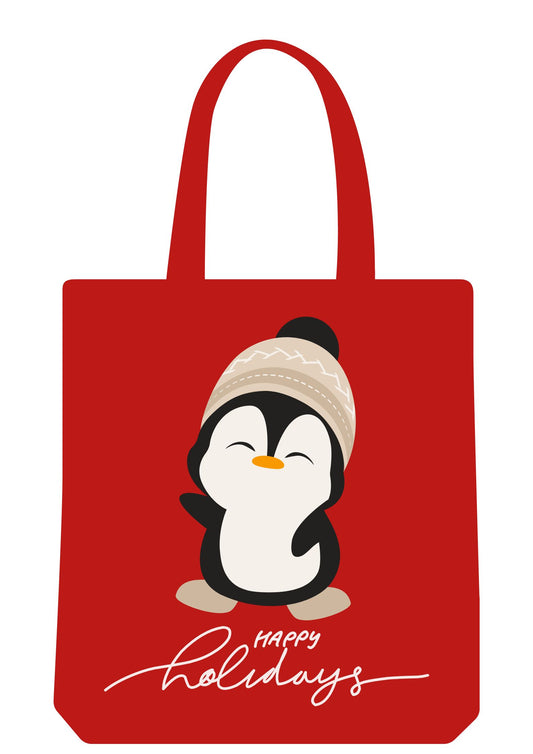 Tote Bag - Christmas Penguin Happy Holidays
